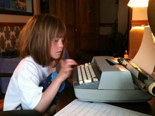 Young writer at work
